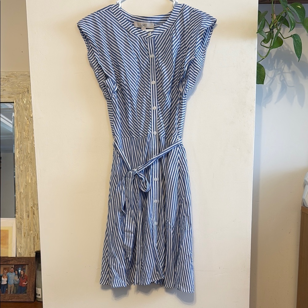 Loft Blue Striped Women's Dress